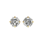 Front view pair of Asscher cut moissanite stud earrings