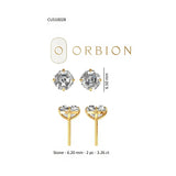 Stud earring dimensions showing dimension of the stones and length.