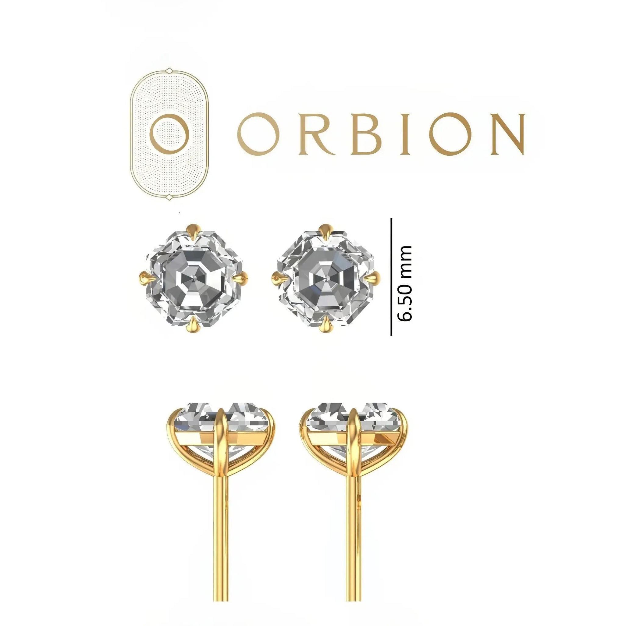 Stud earring dimensions showing dimension of the stones and length.