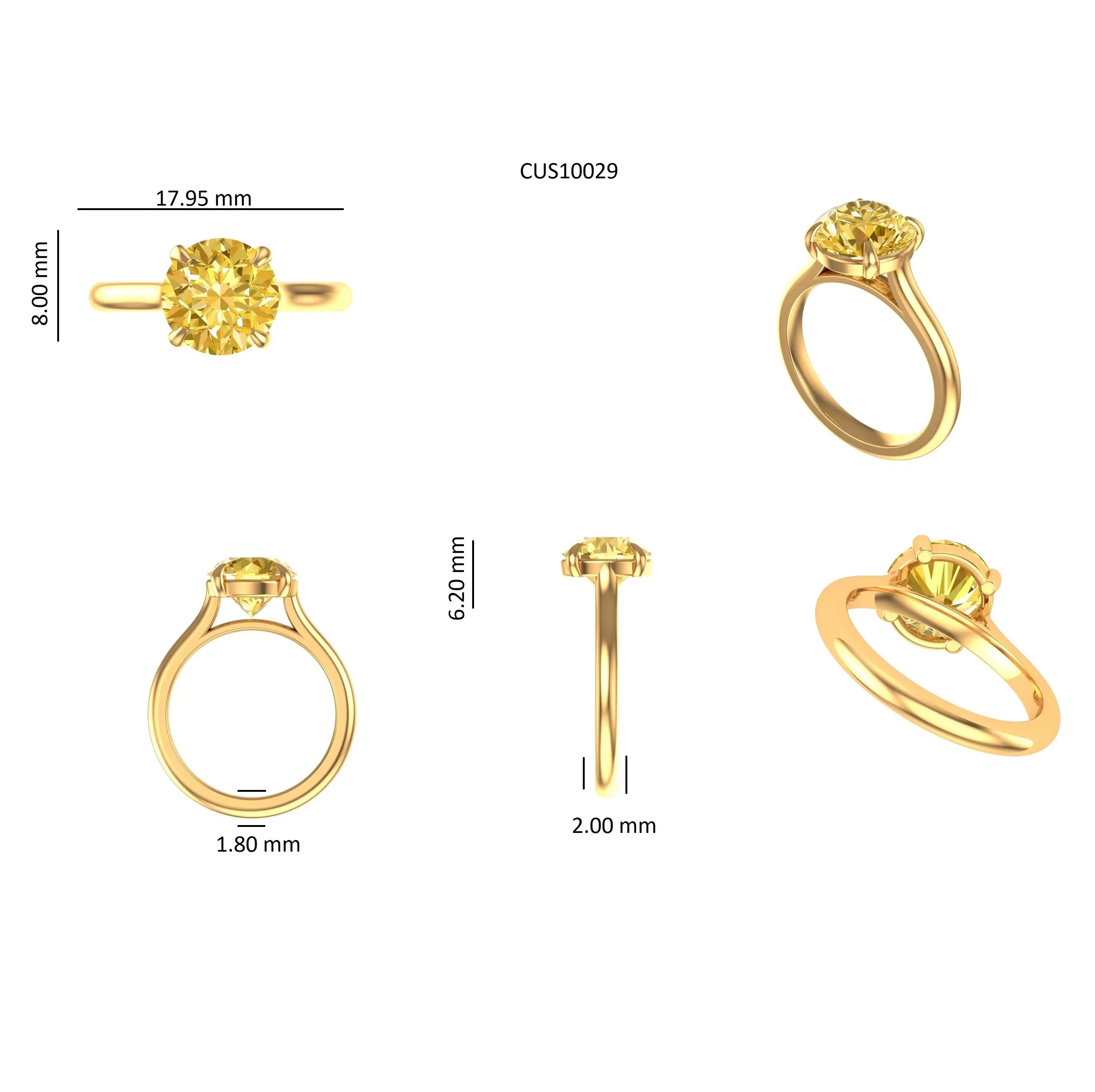 Antique style round champagne solitaire engagement ring