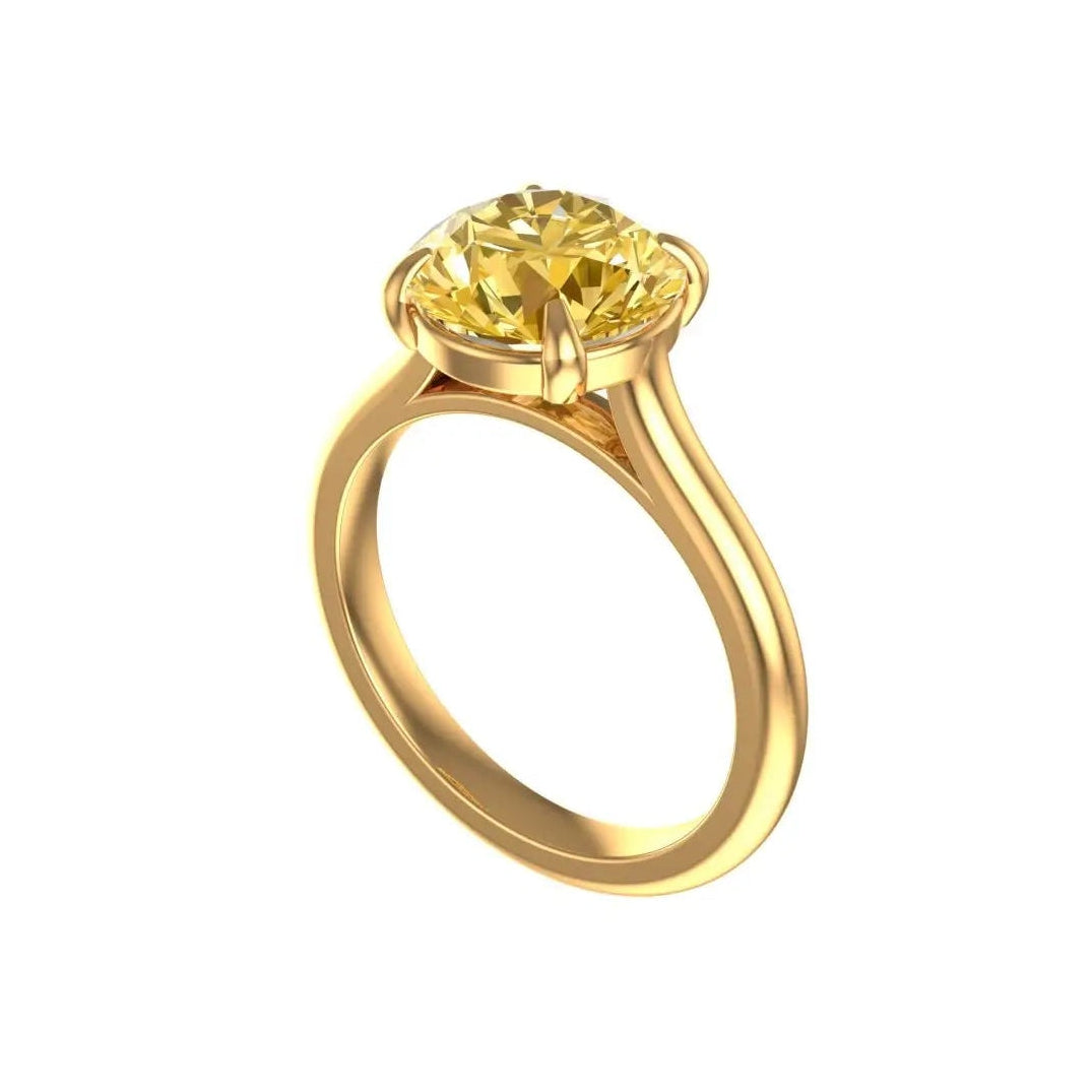 4 prong cathedral engagement ring in yellow gold