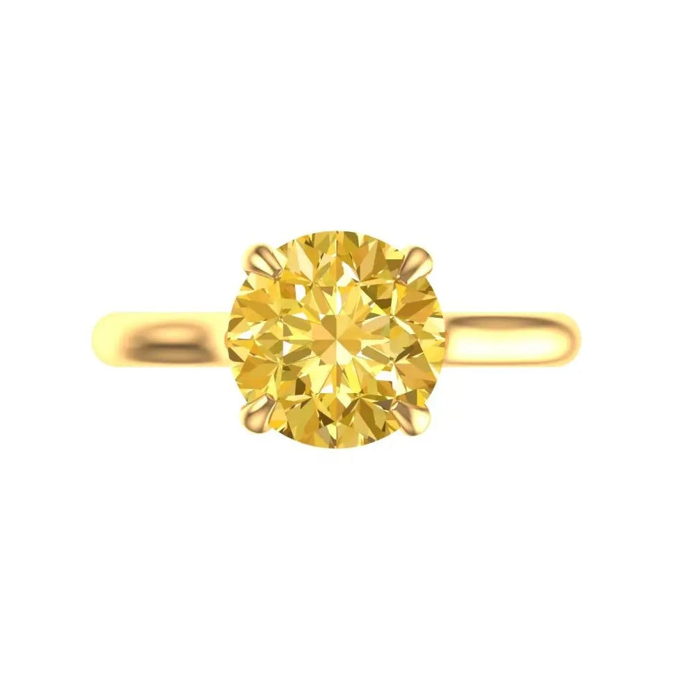 Old European cut round champagne moissanite solitaire ring