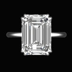 Large emerald cut lab diamond solitaire engagement ring in white gold
