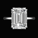Large emerald cut lab diamond solitaire engagement ring in white gold