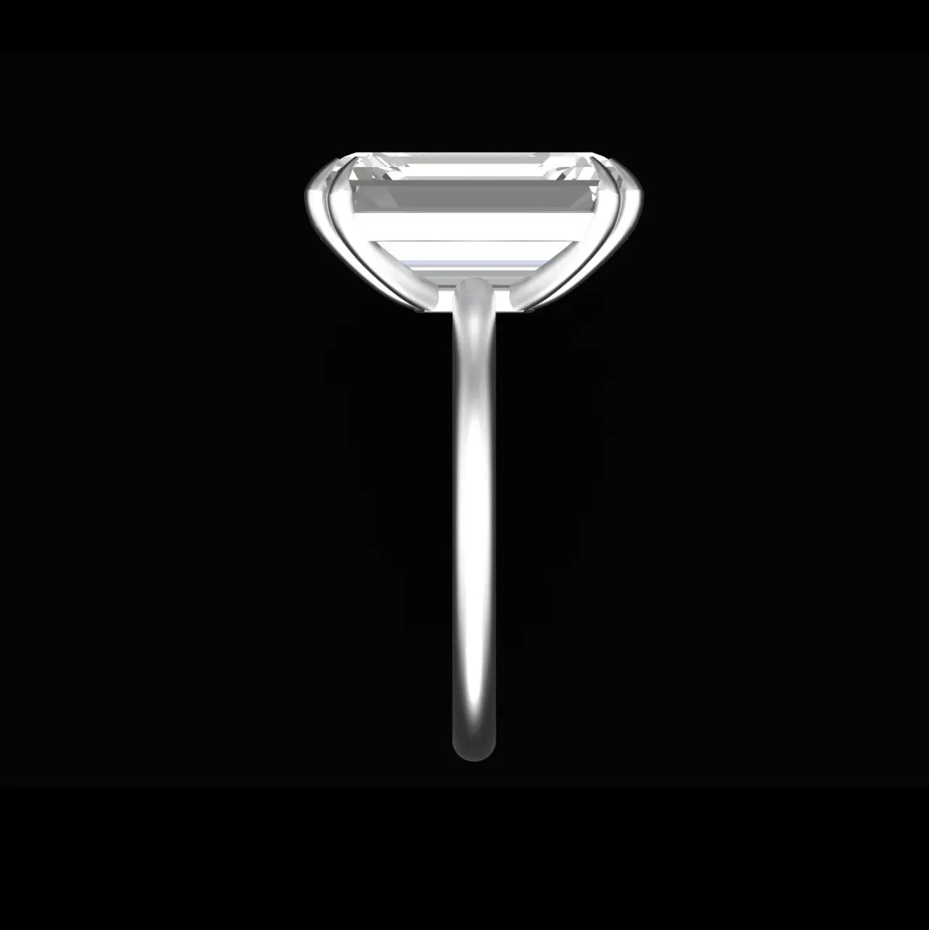 Large emerald cut diamond engagement ring minimalist solitaire setting