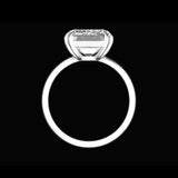 Emerald cut lab diamond ring with double claw prong white gold band