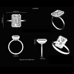 Modern emerald cut solitaire engagement ring with large center stone