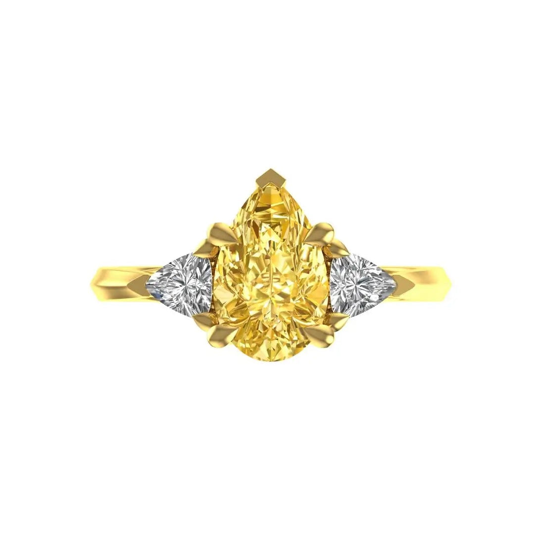 Pear cut champagne moissanite three stone engagement ring