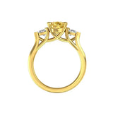 Three stone pear cut moissanite ring with trillion diamonds