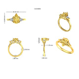 Trilogy champagne moissanite engagement ring with trillion side stones