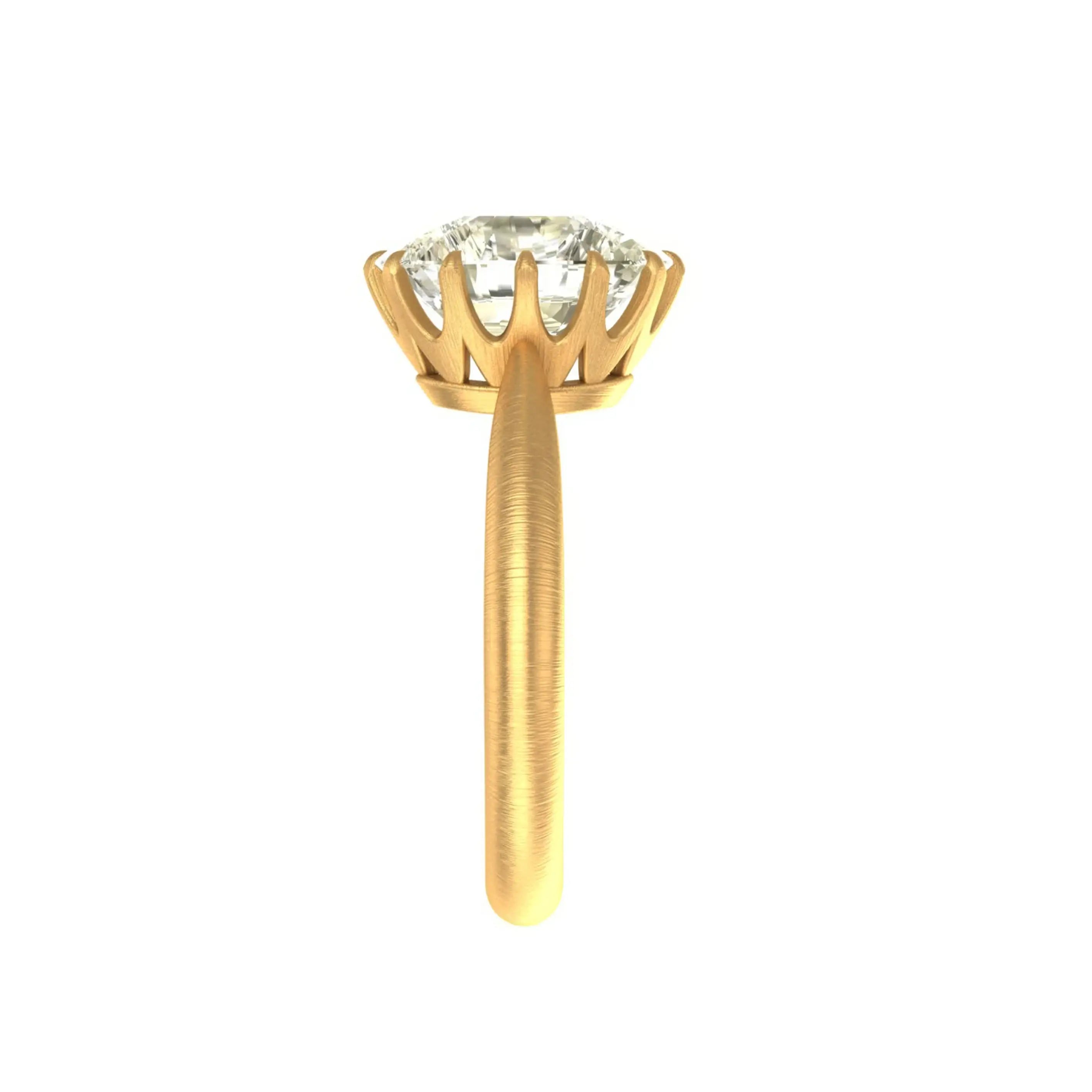 Side profile showing crown setting height and satin brushed shank