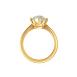Front profile view of solitaire ring with elevated crown basket