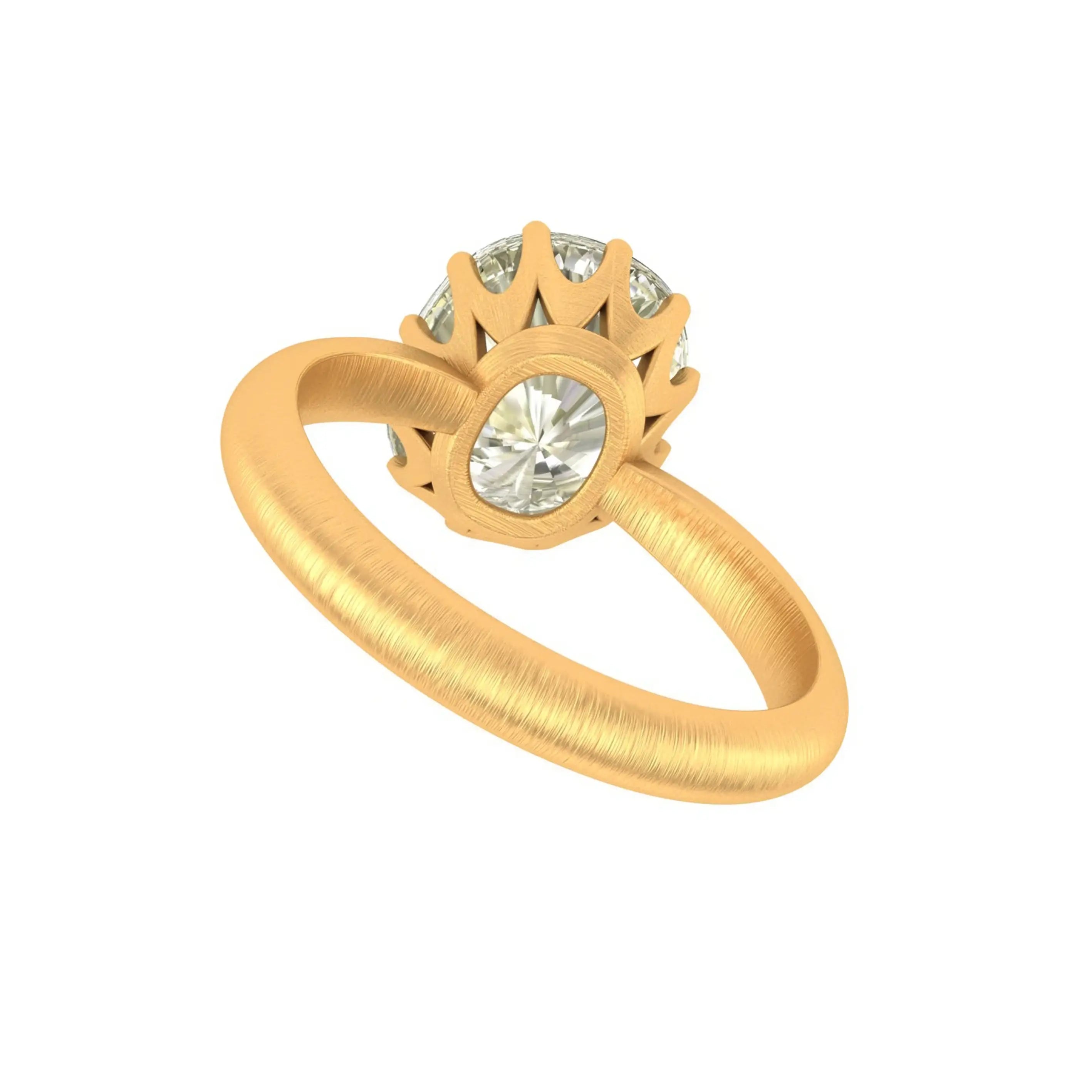 Underside view highlighting open gallery and brushed yellow gold finish