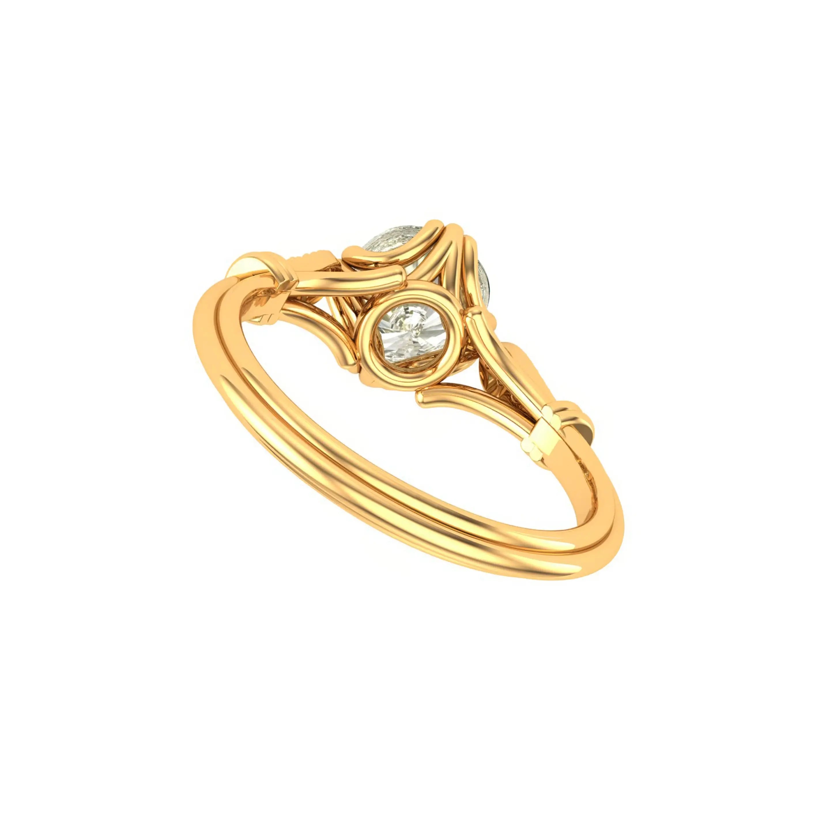 Underside view with hidden bezel diamond beneath center