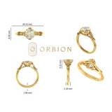 Dimension chart with measurements for elongated cushion engagement ring