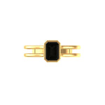 Top view twin band bezel ring with black emerald moissanite.