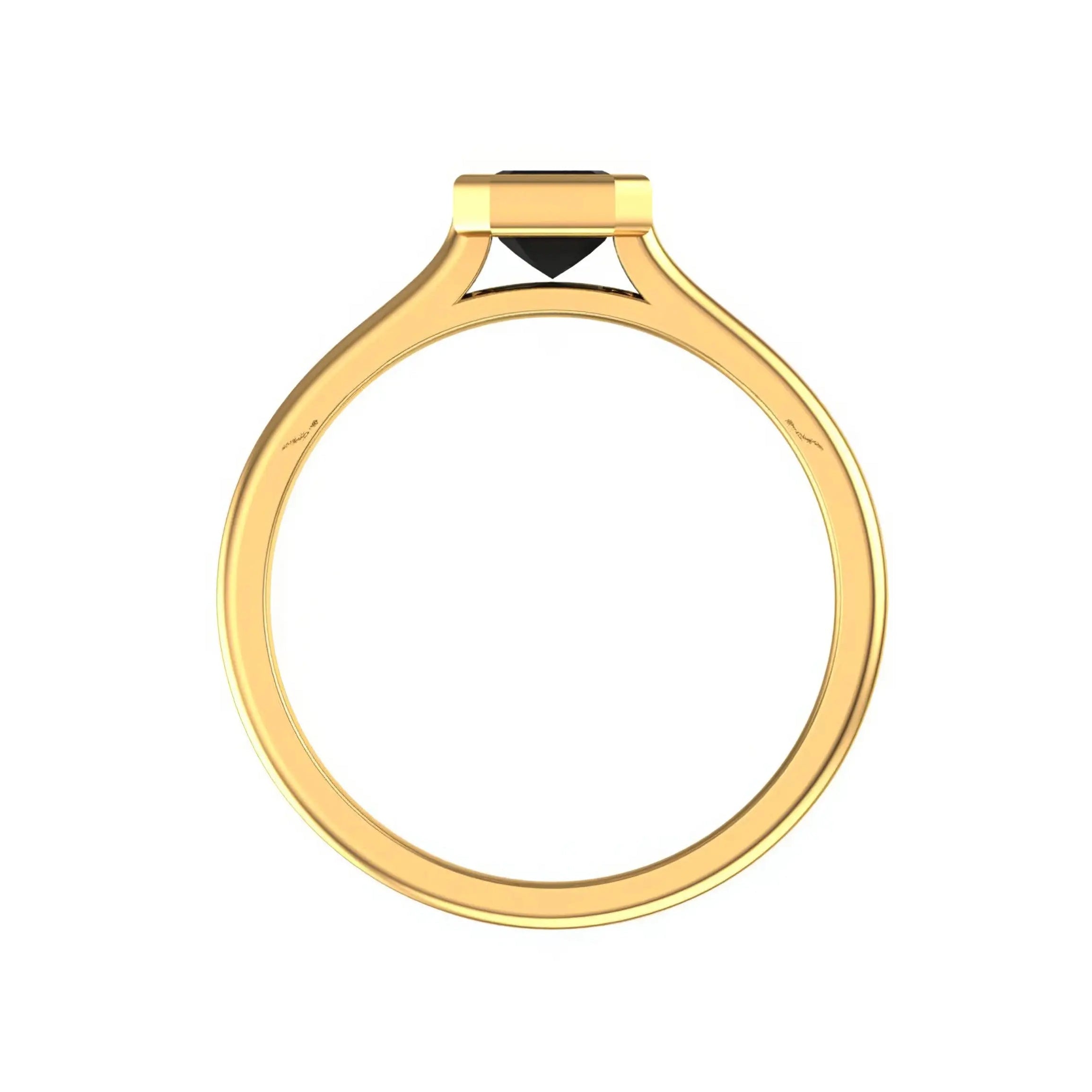 Front profile showing cathedral bezel head and double band shank.