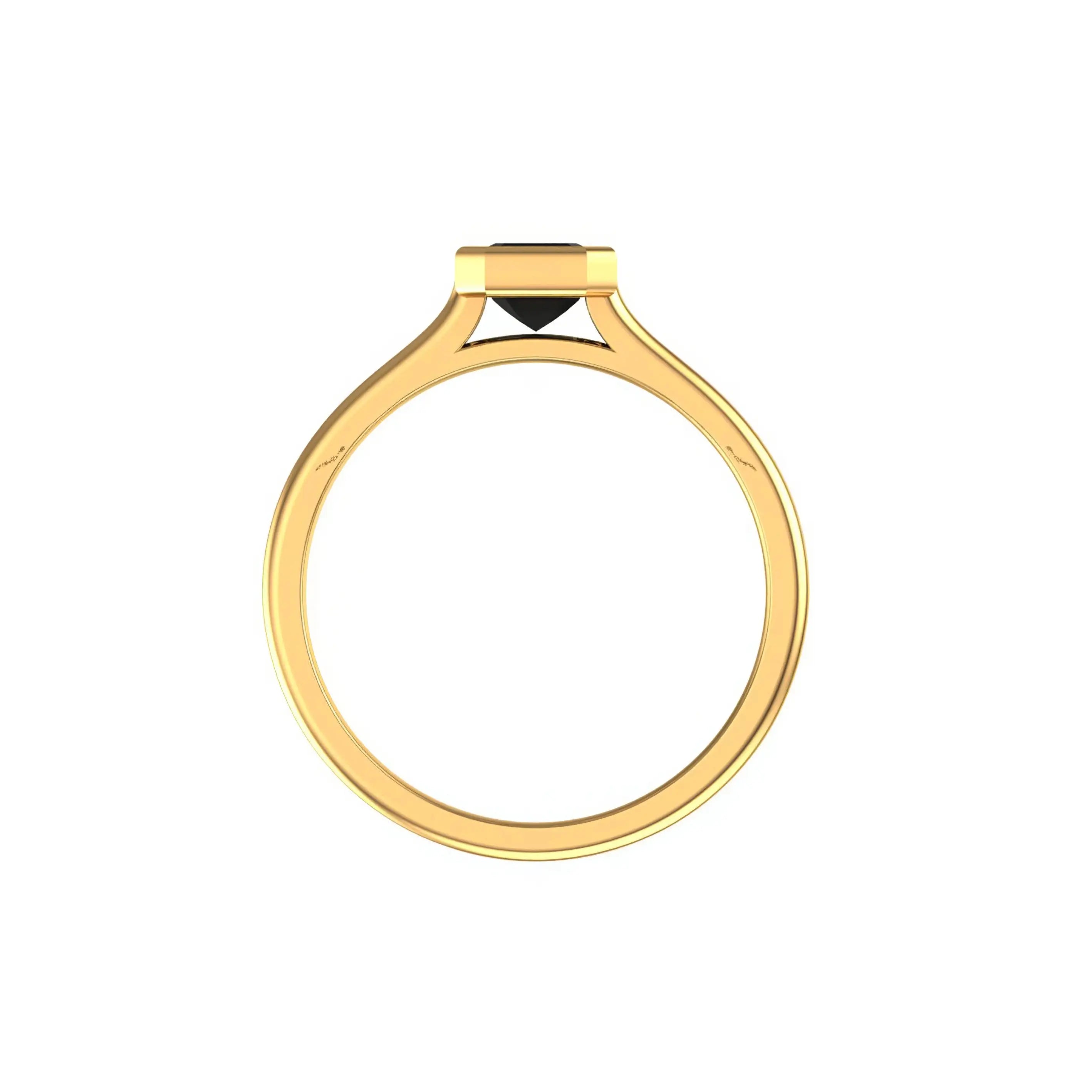 Front profile showing cathedral bezel head and double band shank.