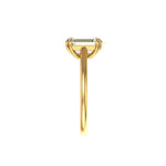 Side Profile View of Low profile basket setting with twin claw prongs, yellow gold.