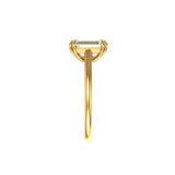 Side Profile View of Low profile basket setting with twin claw prongs, yellow gold.