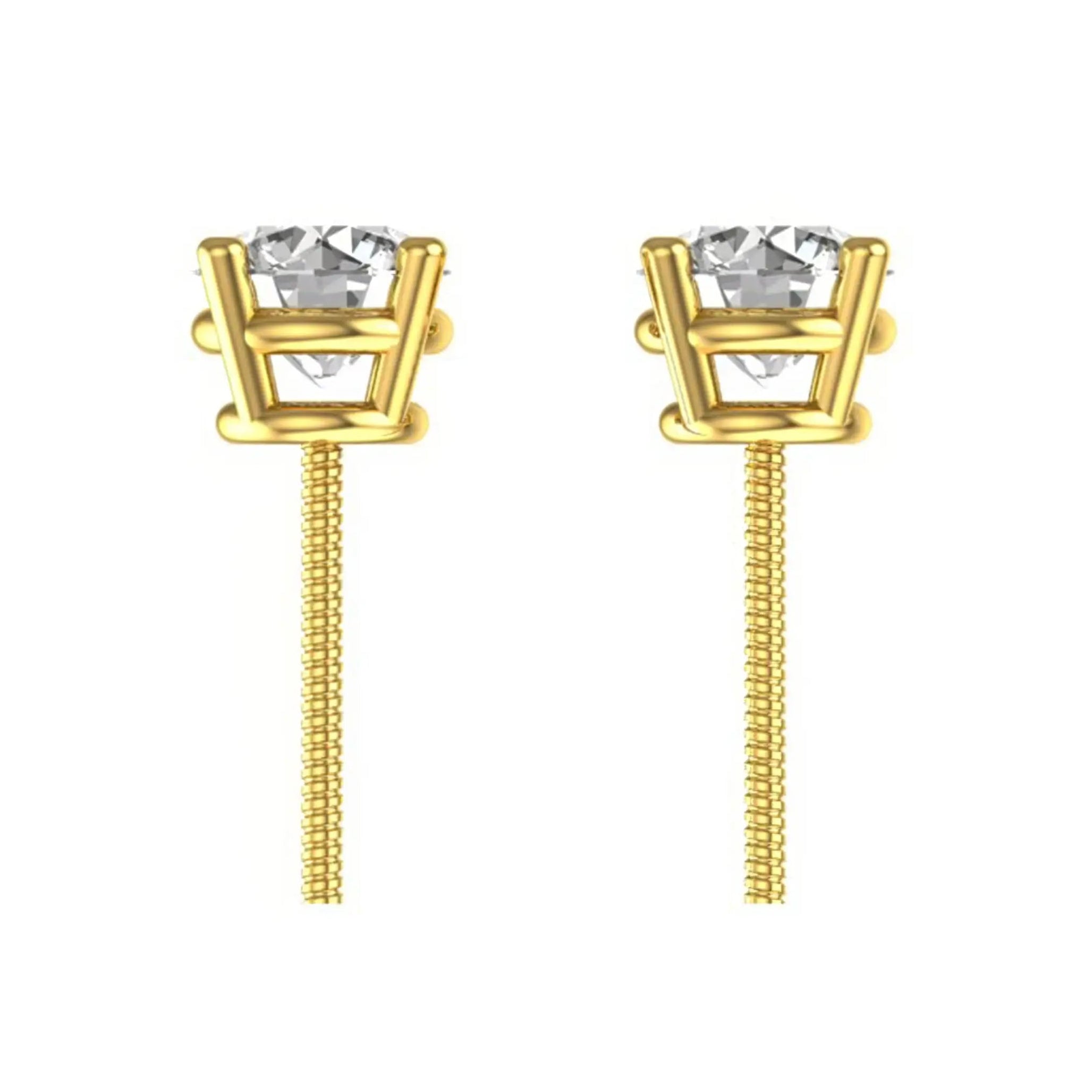 Profile view of pair showing screw-back posts and secure setting