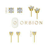 Stud earrings size chart showing stones and height