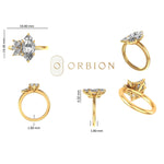 Unique marquise cluster bridal ring in yellow gold