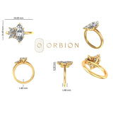 Unique marquise cluster bridal ring in yellow gold
