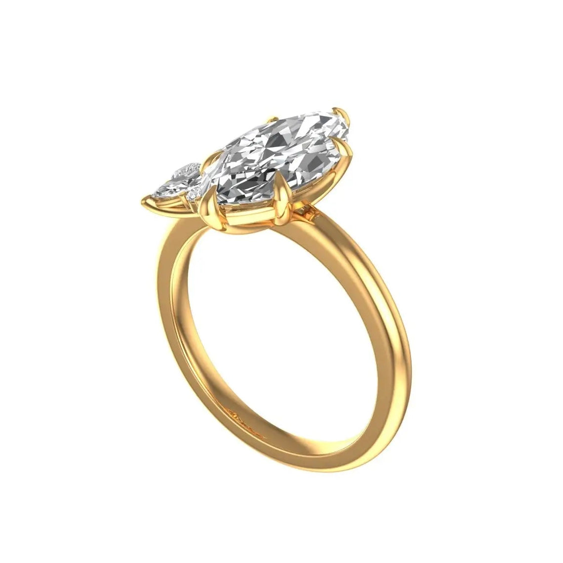 Yellow gold marquise cluster engagement ring