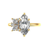 Marquise cut lab diamond cluster engagement ring