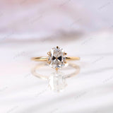 Elongated cushion old mine cut moissanite solitaire ring front view
