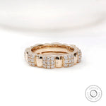 Thick station pave wedding band in 14K yellow gold