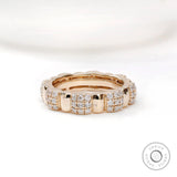 Thick station pave wedding band in 14K yellow gold