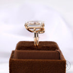 Luxury emerald cut engagement ring set handcrafted in yellow gold
