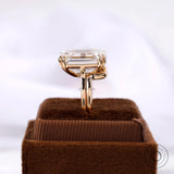 Luxury emerald cut engagement ring set handcrafted in yellow gold