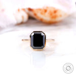 Black moissanite engagement ring front view