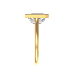 Emerald cut solitaire lab diamond ring polished gold band