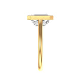 Emerald cut solitaire lab diamond ring polished gold band