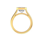 4 carat emerald cut moissanite bezel cathedral ring modern engagement design

