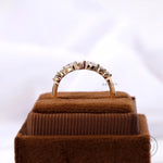 Rear profile on ring box showing gallery and prongs
