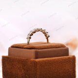Heart shaped stackable band, side profile displayed on brown jewelry box