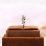 Heart half eternity ring, end view showing stone height and setting in yellow gold