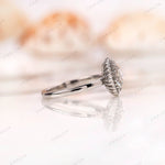 Side View of Moissanite Halo Ring with Rose Cut Center Stone in 10K White Gold