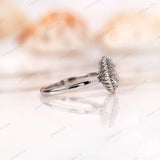 Side View of Moissanite Halo Ring with Rose Cut Center Stone in 10K White Gold