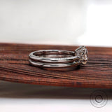 Cushion cut moissanite engagement ring set detail