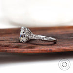 Emerald cut lab diamond vintage style engagement ring