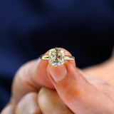 Elegant elongated cushion Old Mine cut engagement ring lifestyle image