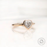 Heart cut moissanite ring closed bezel setting