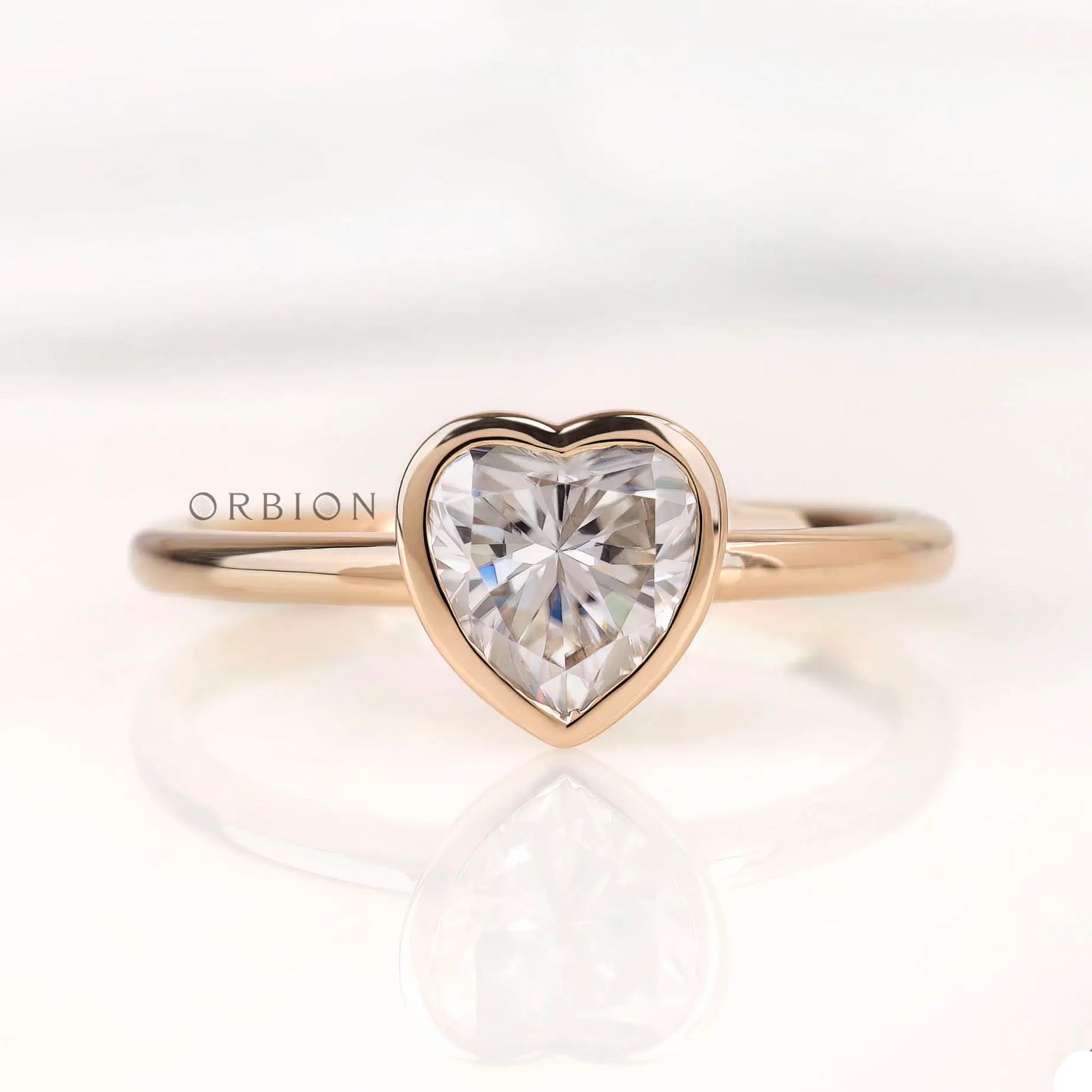 Heart shape lab diamond solitaire ring top view