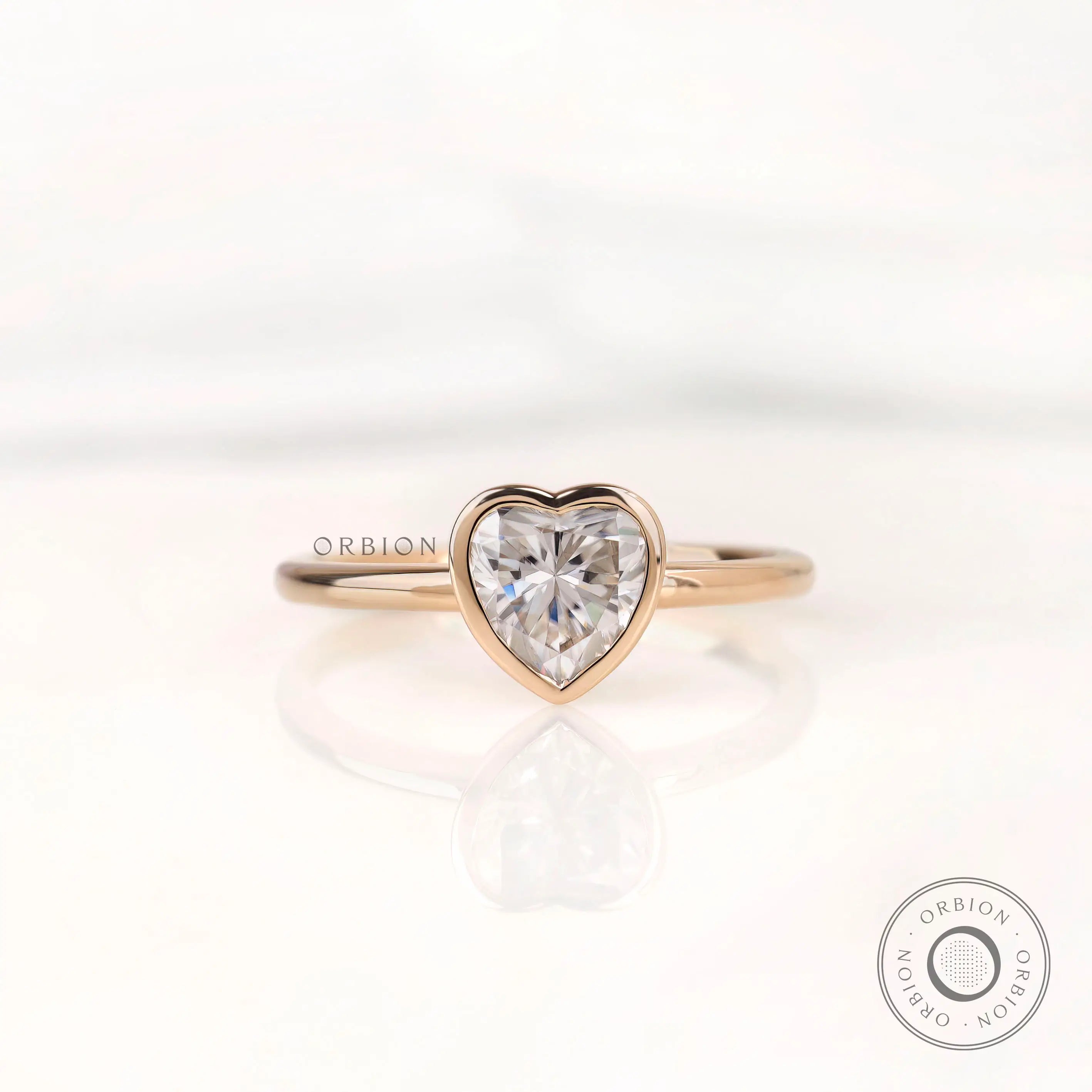 Heart shape lab diamond solitaire ring top view
